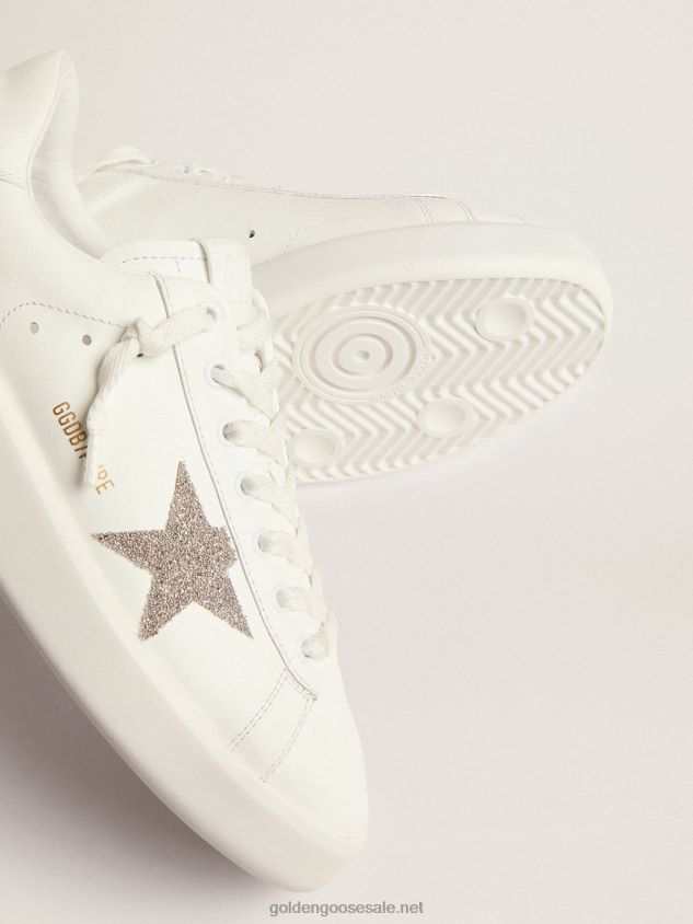 Purestar in white leather with silver-colored Swarovski crystal star FN20N97 Women Golden Goose