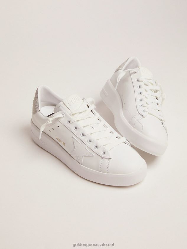 Purestar sneakers in white leather with champagne glitter heel tab FN20N106 Women Golden Goose
