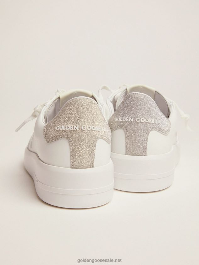 Purestar sneakers in white leather with champagne glitter heel tab FN20N106 Women Golden Goose