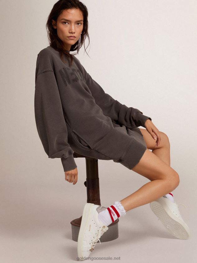 Purestar sneakers in white leather with silver Swarovski crystal heel tab FN20N130 Women Golden Goose