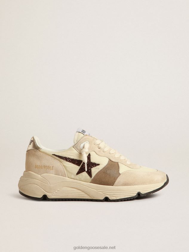 Running Sole LTD in cream nylon and suede with a glitter star FN20N220 Women Golden Goose