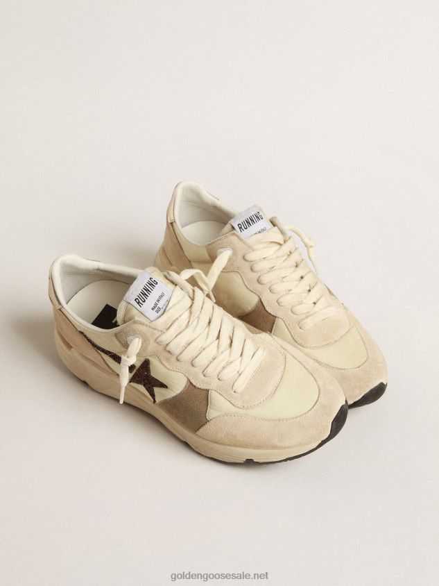 Running Sole LTD in cream nylon and suede with a glitter star FN20N220 Women Golden Goose