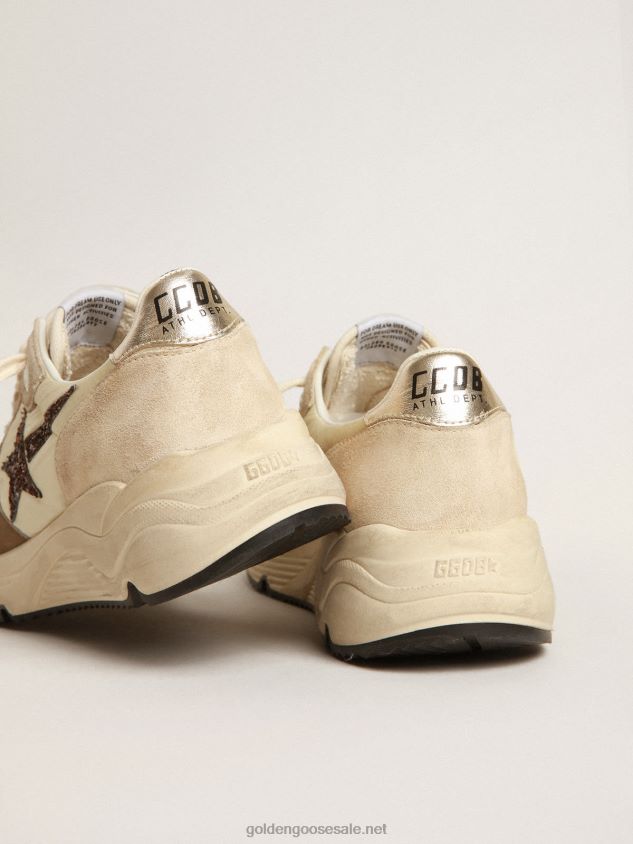 Running Sole LTD in cream nylon and suede with a glitter star FN20N220 Women Golden Goose