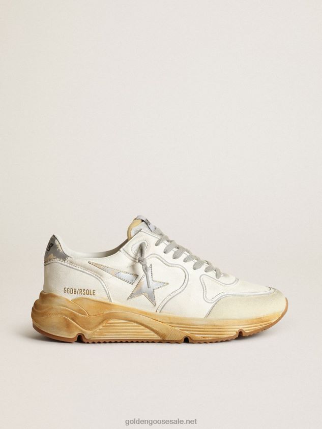 Running Sole sneakers with star and heel tab in leather with silver-colored digital print FN20N34 Women Golden Goose