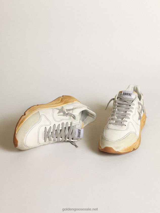 Running Sole sneakers with star and heel tab in leather with silver-colored digital print FN20N34 Women Golden Goose