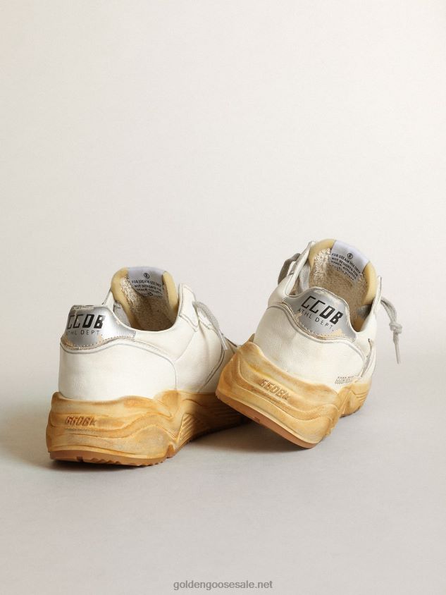 Running Sole sneakers with star and heel tab in leather with silver-colored digital print FN20N34 Women Golden Goose