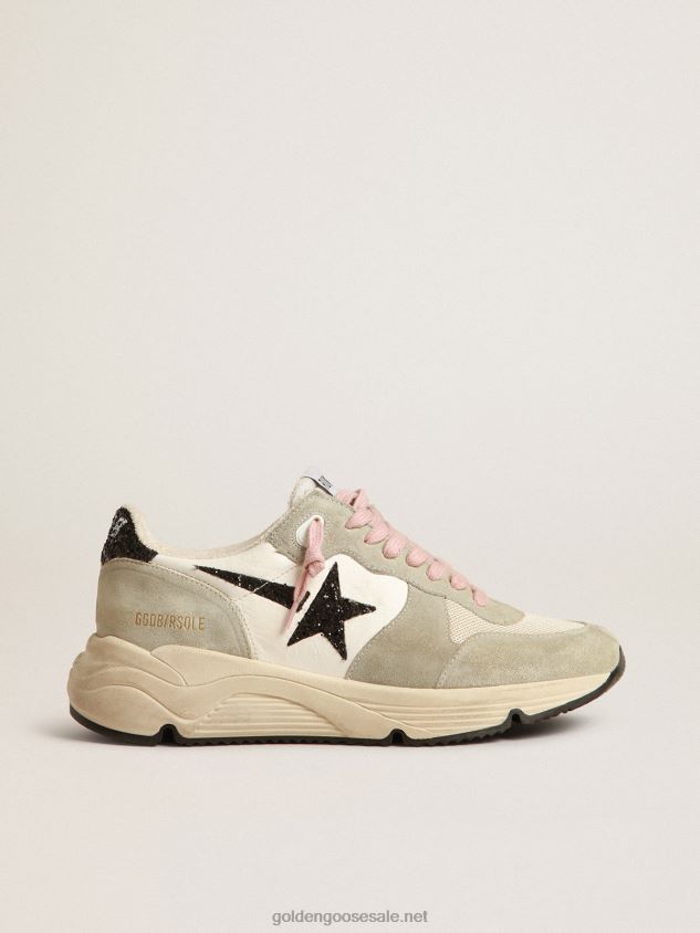 Running Sole with gray suede inserts and black glitter star FN20N200 Women Golden Goose