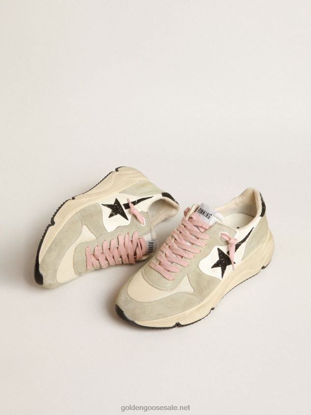 Running Sole with gray suede inserts and black glitter star FN20N200 Women Golden Goose