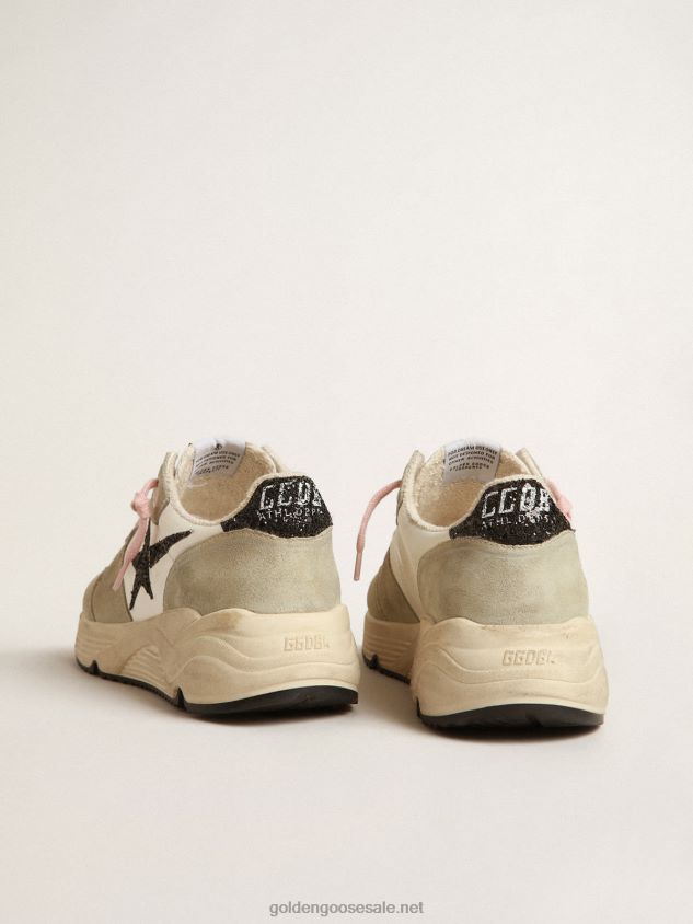 Running Sole with gray suede inserts and black glitter star FN20N200 Women Golden Goose