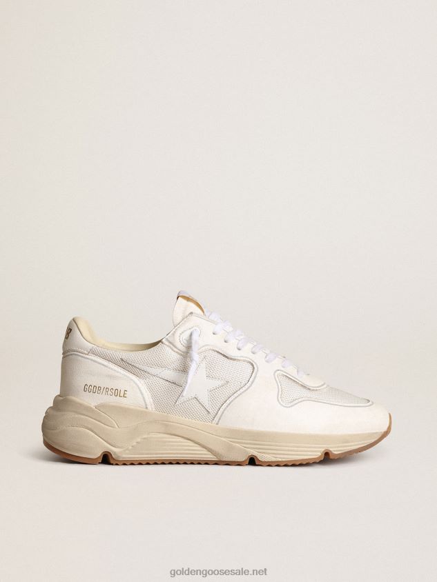 Running sole sneakers in optical-white mesh and nappa leather with white leather star FN20N35 Women Golden Goose