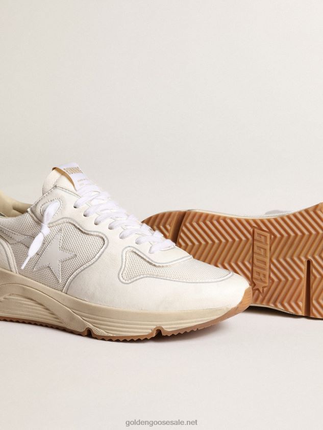 Running sole sneakers in optical-white mesh and nappa leather with white leather star FN20N35 Women Golden Goose
