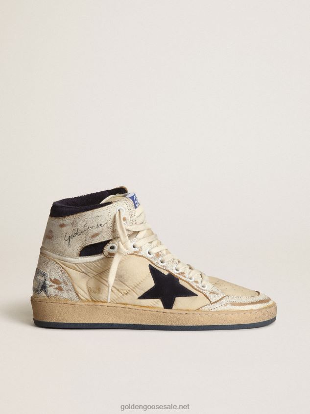 Sky-Star in nylon and white leather with blue suede star FN20N52 Women Golden Goose