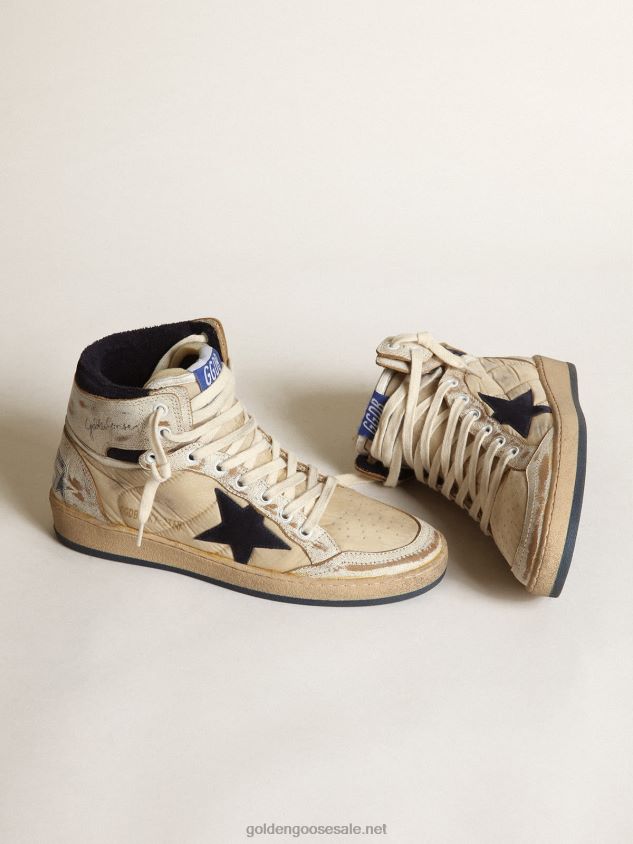 Sky-Star in nylon and white leather with blue suede star FN20N52 Women Golden Goose