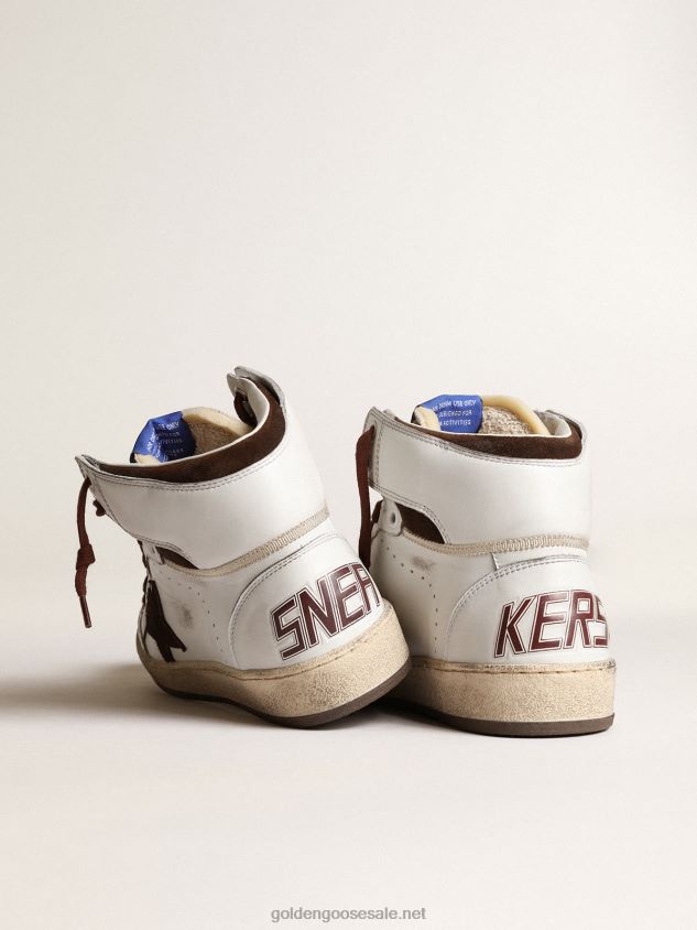 Sky-Star in white nappa leather with chocolate suede star FN20N156 Women Golden Goose