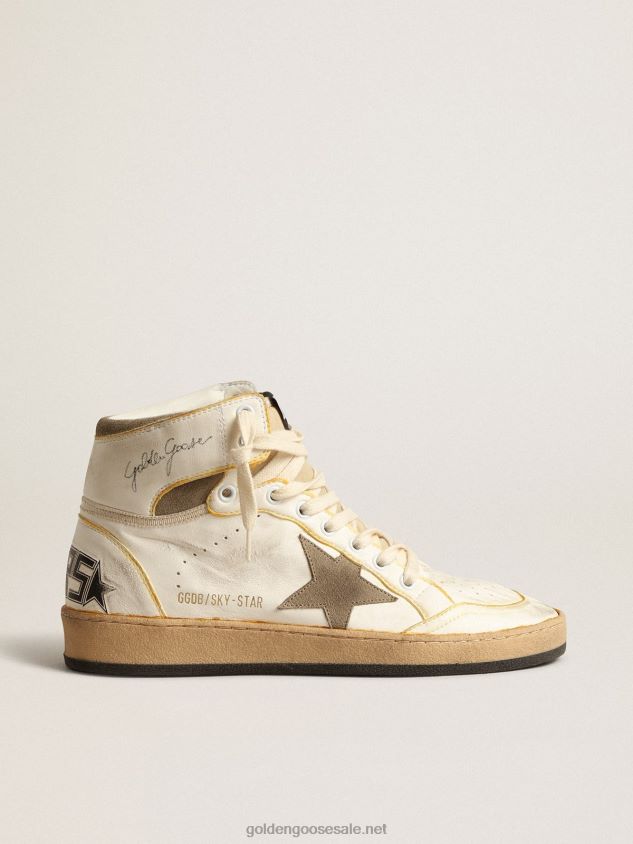 Sky-Star in white nappa leather with dove-gray suede star FN20N179 Women Golden Goose