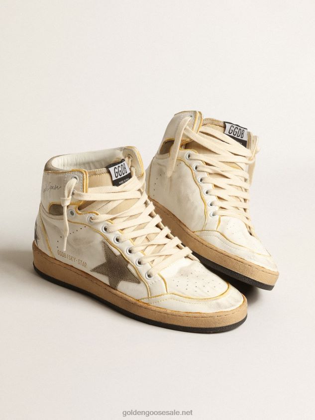Sky-Star in white nappa leather with dove-gray suede star FN20N179 Women Golden Goose