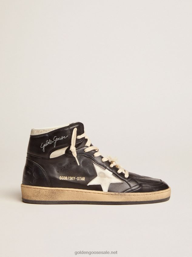 Sky-Star sneakers in black nappa leather with white nappa-leather star FN20N87 Women Golden Goose