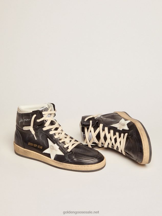 Sky-Star sneakers in black nappa leather with white nappa-leather star FN20N87 Women Golden Goose