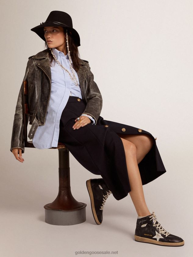 Sky-Star sneakers in black nappa leather with white nappa-leather star FN20N87 Women Golden Goose