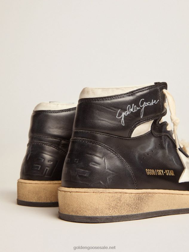 Sky-Star sneakers in black nappa leather with white nappa-leather star FN20N87 Women Golden Goose