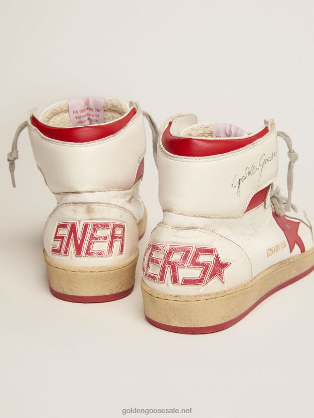 Sky-Star sneakers in white nappa leather with red leather star and heel tab FN20N9 Women Golden Goose