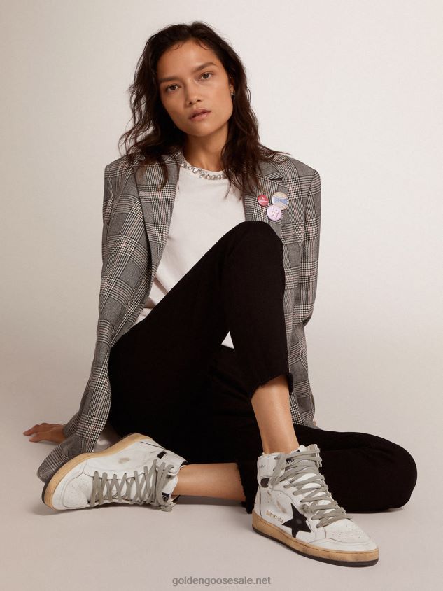 Sky-Star sneakers with signature on the ankle and black leather inserts FN20N71 Women Golden Goose