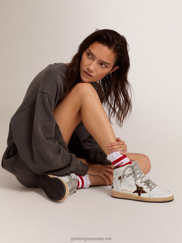 Sky-Star sneakers with signature on the ankle and leopard-print pony skin inserts FN20N55 Women Golden Goose