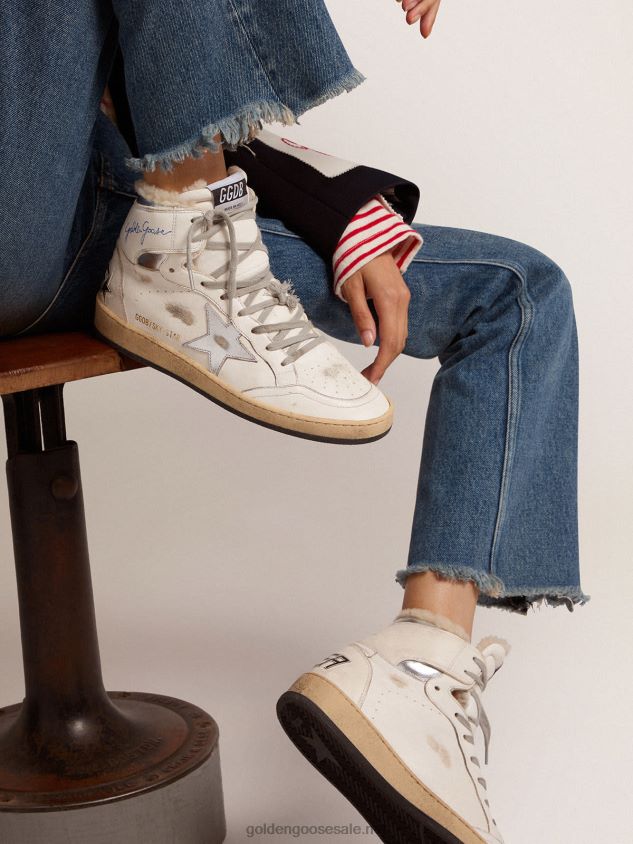 Sky-Star sneakers with signature on the ankle and shearling lining FN20N126 Women Golden Goose