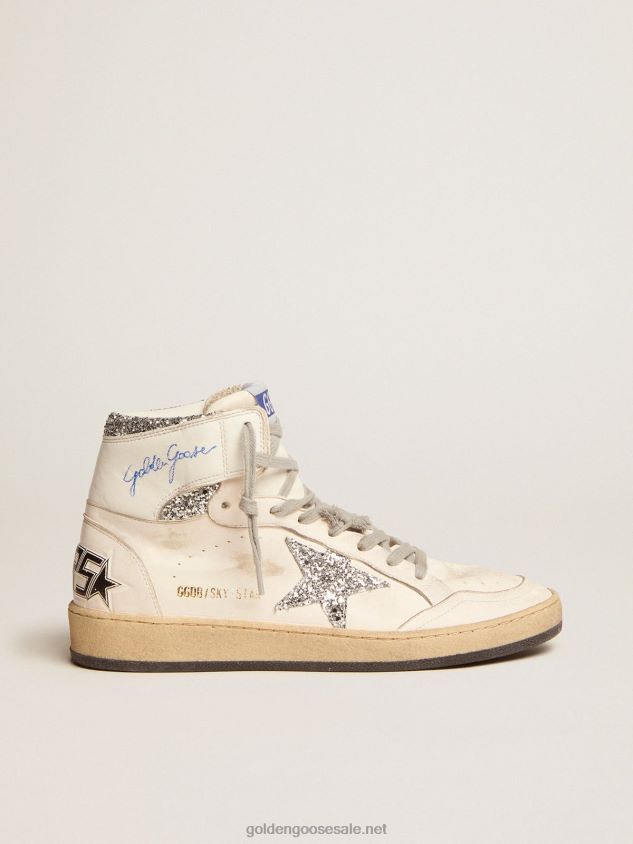 Sky-Star sneakers with signature on the ankle and silver glitter inserts FN20N2 Women Golden Goose