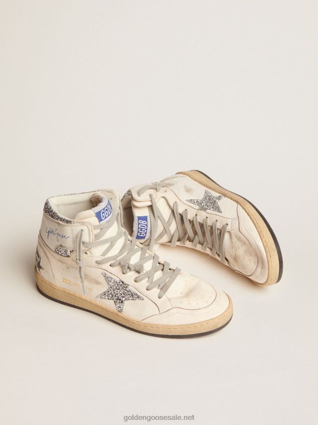 Sky-Star sneakers with signature on the ankle and silver glitter inserts FN20N2 Women Golden Goose