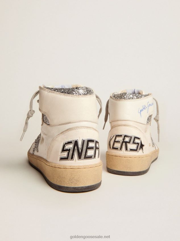 Sky-Star sneakers with signature on the ankle and silver glitter inserts FN20N2 Women Golden Goose
