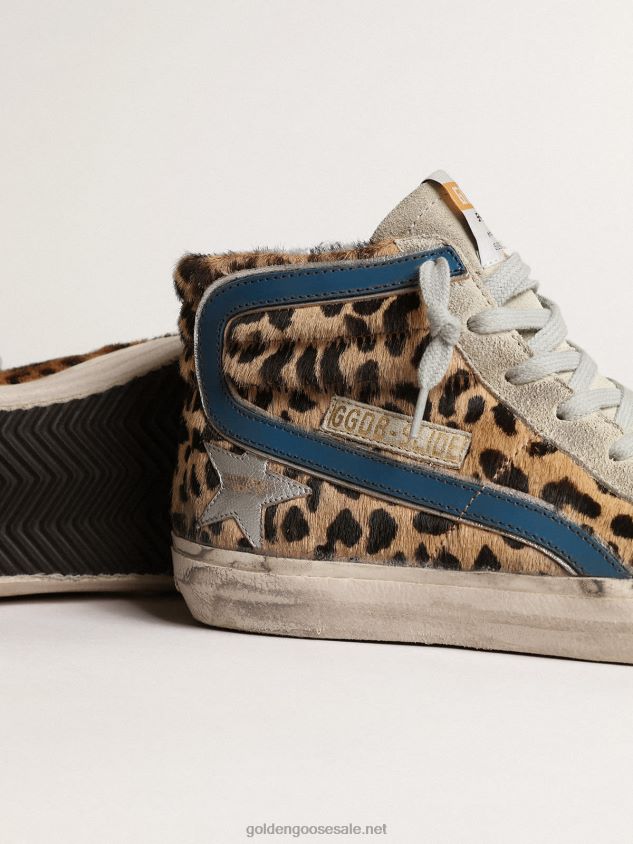 Slide in leopard-print pony skin with metallic leather star FN20N25 Women Golden Goose