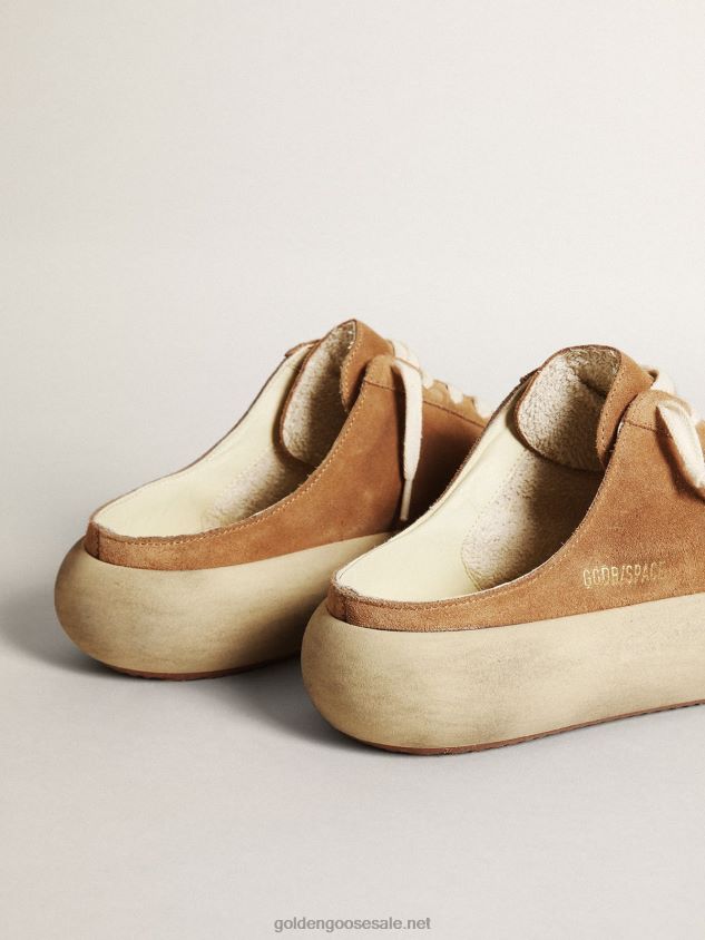 Space-Star Sabots in tobacco-colored suede with perforated star FN20N150 Women Golden Goose