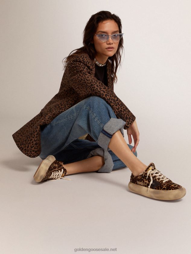 Space-Star shoes in animal-print pony skin with shearling lining FN20N154 Women Golden Goose