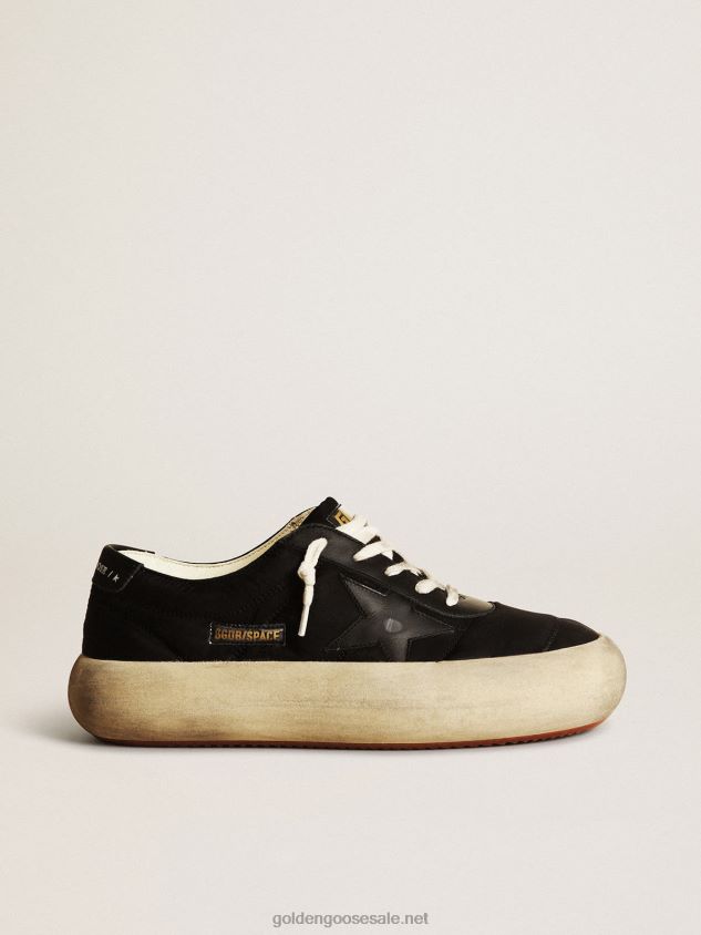 Space-Star shoes in black nylon with black leather star and heel tab FN20N175 Women Golden Goose