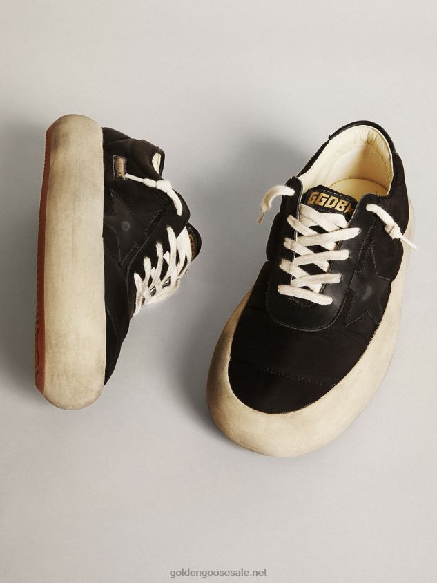 Space-Star shoes in black nylon with black leather star and heel tab FN20N175 Women Golden Goose