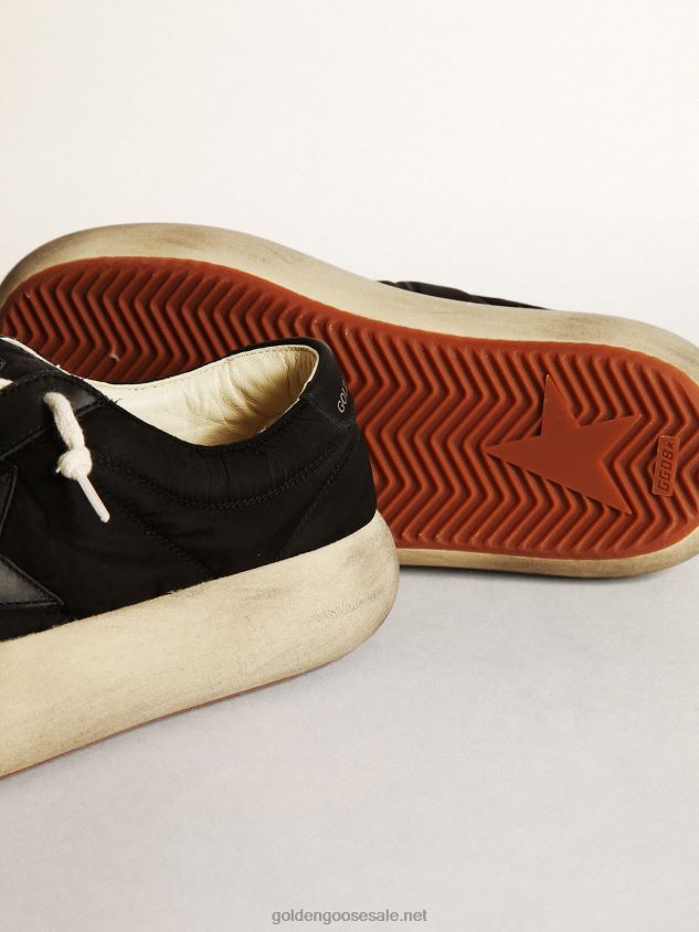 Space-Star shoes in black nylon with black leather star and heel tab FN20N175 Women Golden Goose