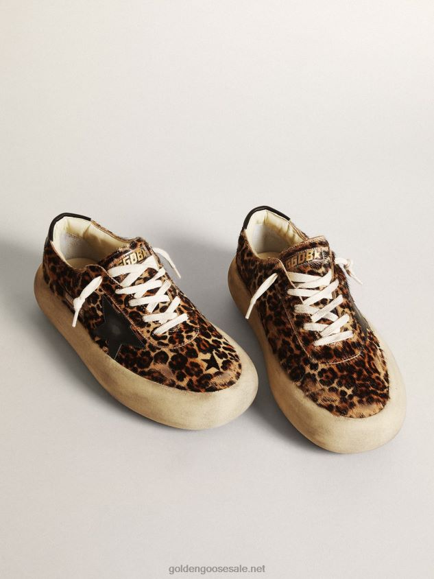 Space-Star shoes in leopard-print pony skin with black leather star and heel tab FN20N174 Women Golden Goose