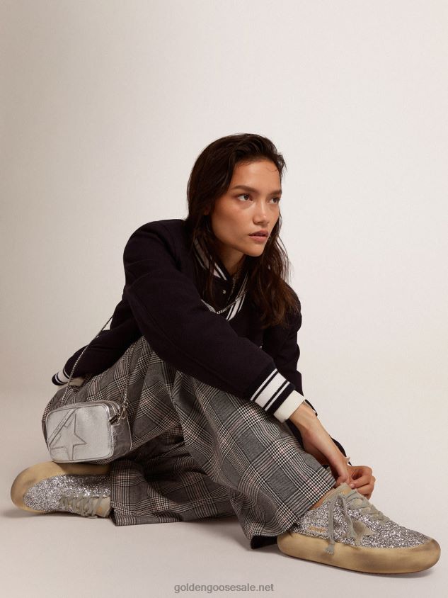 Space-Star shoes in silver glitter with shearling lining FN20N177 Women Golden Goose