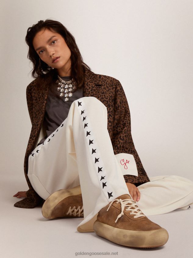 Space-Star shoes in tobacco-colored suede with shearling lining FN20N178 Women Golden Goose