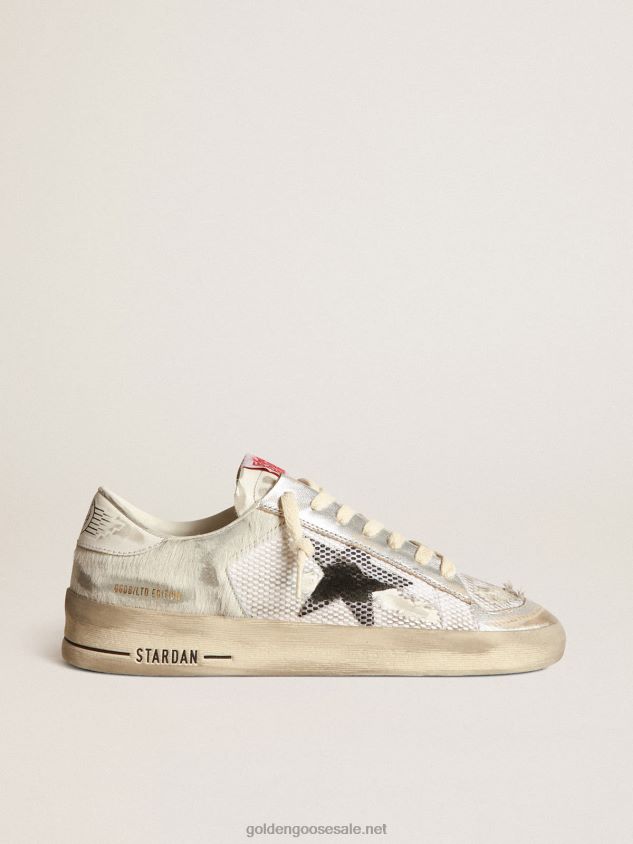 Stardan LAB sneakers in white pony skin and leather with black suede star FN20N252 Women Golden Goose