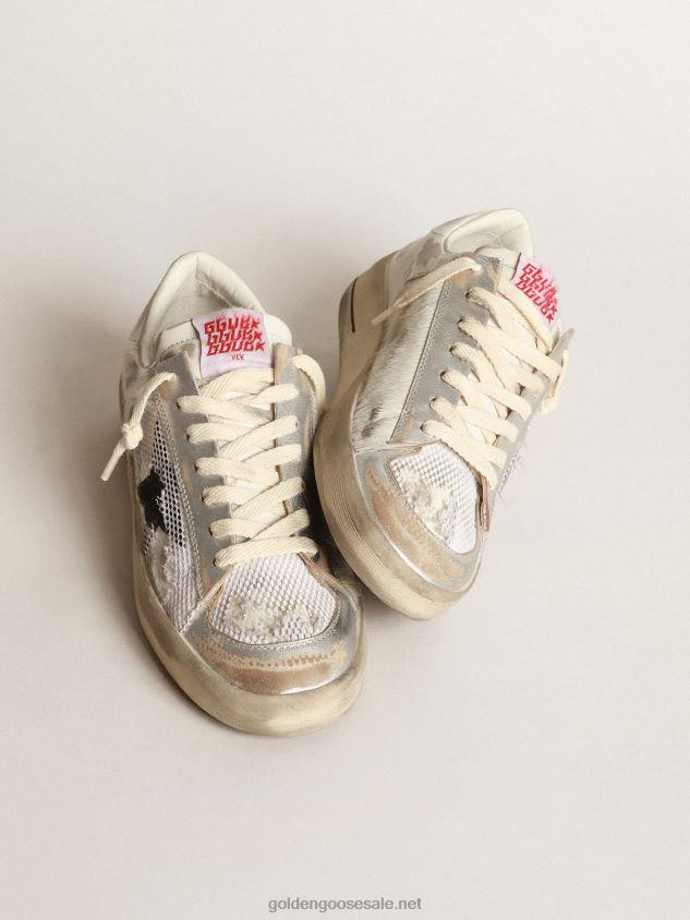 Stardan LAB sneakers in white pony skin and leather with black suede star FN20N252 Women Golden Goose