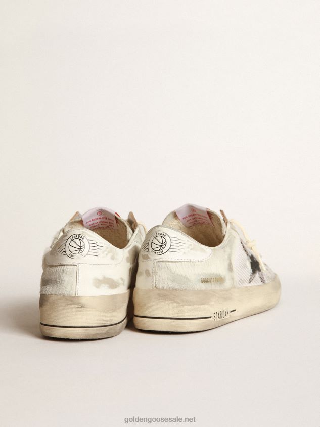 Stardan LAB sneakers in white pony skin and leather with black suede star FN20N252 Women Golden Goose