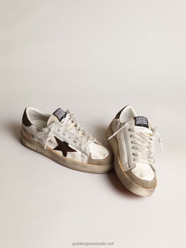 Stardan in nappa and pony skin with brown suede star FN20N159 Women Golden Goose