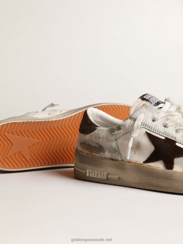 Stardan in nappa and pony skin with brown suede star FN20N159 Women Golden Goose