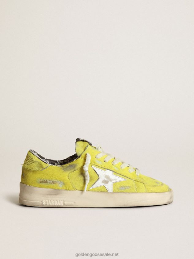 Stardan sneakers in fluorescent yellow pony skin with white leather star FN20N88 Women Golden Goose