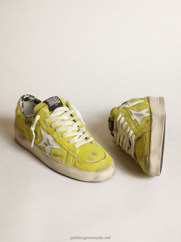 Stardan sneakers in fluorescent yellow pony skin with white leather star FN20N88 Women Golden Goose