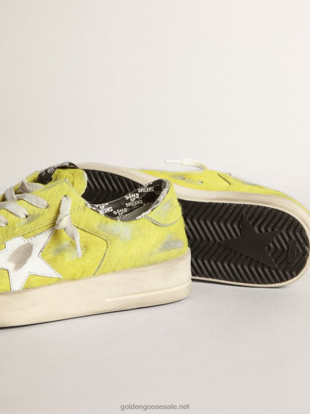 Stardan sneakers in fluorescent yellow pony skin with white leather star FN20N88 Women Golden Goose