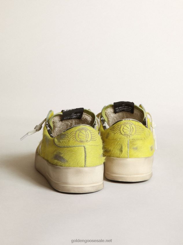 Stardan sneakers in fluorescent yellow pony skin with white leather star FN20N88 Women Golden Goose