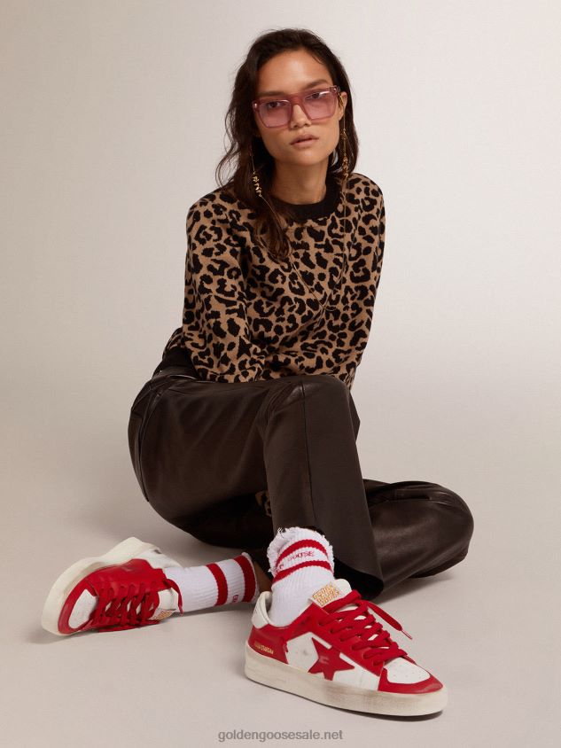 Stardan sneakers in red and white leather FN20N99 Women Golden Goose